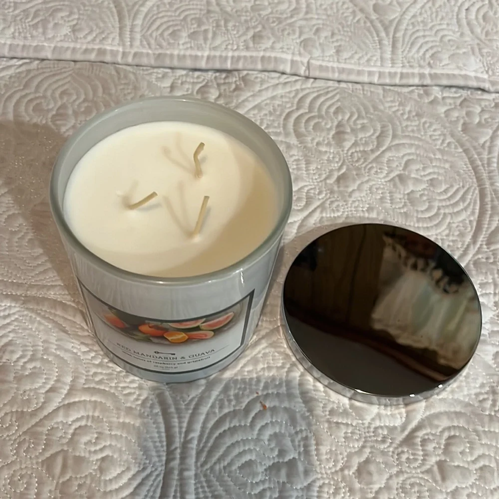 Threshold Red Mandarin & Guave 3 wick candle, new‎